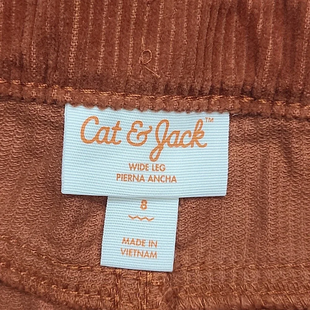 Girls' Wide Leg Corduroy Crop Pants - Cat & Jack Orange Brown 8